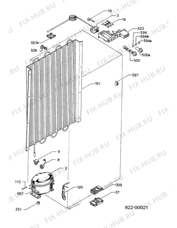 Взрыв-схема холодильника Electrolux EU1920C - Схема узла Functional parts